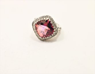 Nice Designer Isg Cut Large Pink Spinel Sterling Silver Ring Size 6
