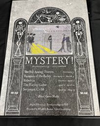 Signed Vintage Edward Gorey Mystery! Poster Framed - PBS TV Show - Black Metal Frame 1970s