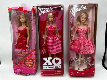 3 NEW Valentine Barbies In Boxes