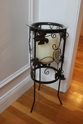 25' Glass/metal Candle Holder W/ Non Flame Candle