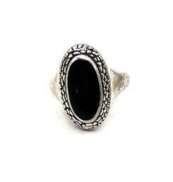 Vintage Sterling Silver Onyx Color Ornate Ring, Size 8