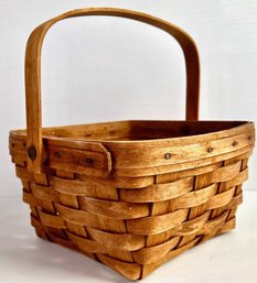 Square Longaberger Basket With Handle, 1991