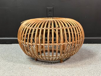 A Fabulous Mid-Century Rattan Ottoman By Franco Albini, Italian