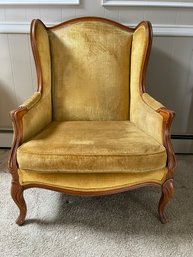 Vintage Velvet Covered Wooden Arm Chair