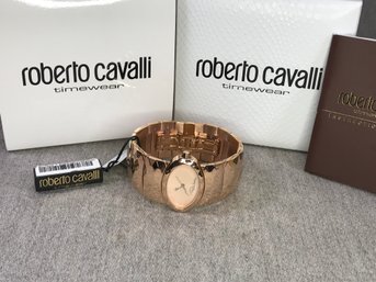 Fabulous Brand New $475 Ladies ROBERTO CAVALLI Rose Gold Tone Bracelet Watch With Box & Booklet - NICE !