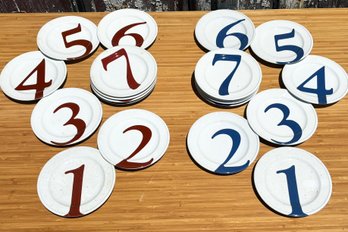 A Pair Of Numbered Appetizer Plates - 1 Through 10 In Red And Blue (2 Of 2)