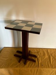 MCM Blue & White Tile Side Table