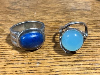 2 Sterling Rings With Stones 7/6