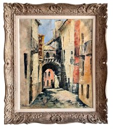 A Mid 20th Century French School Oil On Canvas, Calle Sebastian, Mallorca, 1953, Claudine