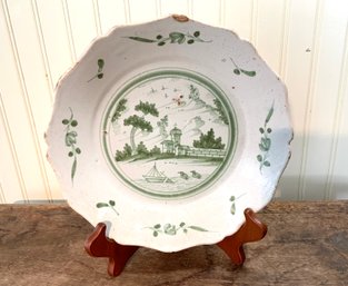 Antique Green Faience Plate