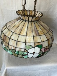 Stunning Antique Circa 1920s Tiffany Style Leaded Stained Glass Hanging Lamp