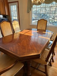 Large Flamed Maple Dining Table And 6 Shield Back Chairs