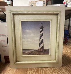 Beautiful Print Of A Light House Picture In A Wooden Framed Wall Hanging. 212/WA-B