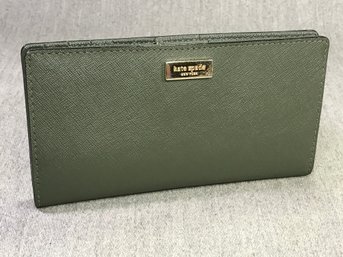 Lovely Olive Green KATE SPADE Grosgrain Leather Wallet - Very Roomy - Very Nice Condition - Nice Wallet