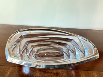 Crystal Home, Czech Republic, Silver Edged, Prism Rectangular Bowl