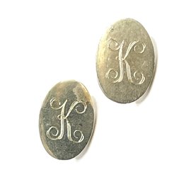 Vintage Sterling Silver Monogramed K Earrings