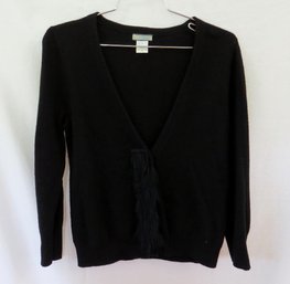 A JCrew V Neck Snap Up Sweater In Black - Size S