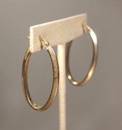 ELONGATED STERLING SILVER HOOP PIERCED EARRINGS