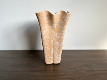 Vintage Coral Pink Marble / Splatter Shawnee Pottery Cameo Vase