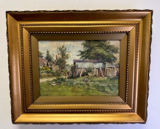 Signed Listed Artist Andrew Adie Galglish Watercolor Painting - Farm Scene