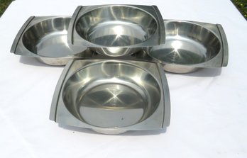 Set Of 4 Denmark Mid-century Modern Stainless Steel Square Bowls