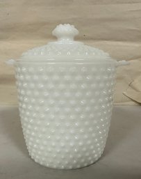 1950s Hobnail White Milk Glass Cookies / Biscuits Jar With Lid On Top.  MB - D3