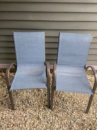 Pair Of Blue Grey Woven Aluminum Patio Chairs 18x19x36