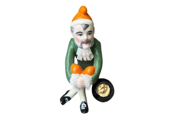 Vintage Muller Volkstedt Irish Dresden Lace Leprechaun Figurine With Hallmark - MINT CONDITION!