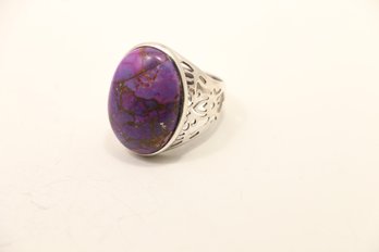 Large Purple Mojave Turquoise Sterling Silver Ring Size 9.50