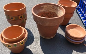 Clay Garden Pots Various Sizes And Saucers