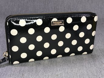 Very Nice KATE SPADE Black & White Polka Dots - Red & Black Interior - Very Nice Piece - Very Nice Condition