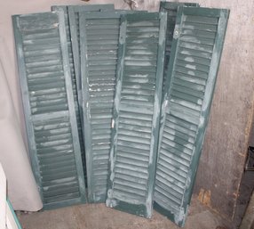 Lot Of 8 Vintage Wood Shutters  55.5 In X 14 In X 1  Some Areas Need Repair