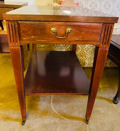 Pair Of Vintage Side Tables, Each With A Drawer And Shelf