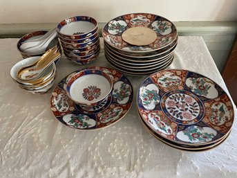 Gold Imari . Hand Painted China Set And Extras.