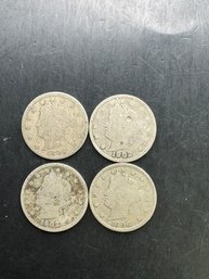 4 V Nickels 1902, 1903, 1906, 1908