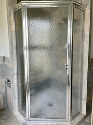 A Textured Glass - Aluminum - 3 Sided - Shower Enclosure - Bath 1