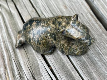 Carved Soapstone Polar Bear Figurine - Made In Canada