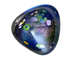 Gorgeous Blown Glass Paperweight - Millefiori Inspired, Signed By Artist M. Andrews