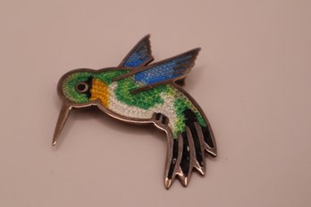 Sterling Mexico Enamel Hummingbird Pin