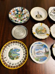 Lot Of 11 Vintage Souvenir Travel Ashtrays