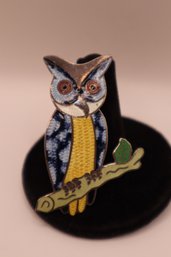 Sterling Mexico Enamel Owl Pin