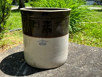 Antique Six Gallon Ransbottom Bros Blue Crown Sauerkraut Stoneware Crock