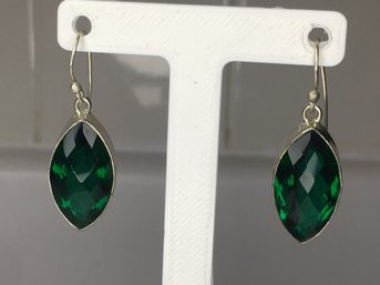 Fabulous Large 925 / Sterling Silver & Faceted Russian Tsavorite Earrings - New Never Worn - Great Gift !