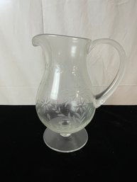 Vintage Etched Glass Pitcher