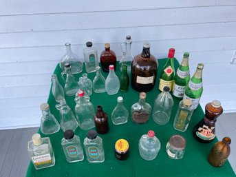 Box Lot Of Glass Bottles
