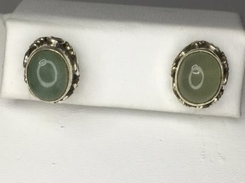 Unusual 925 / Sterling Silver Jade Quartz Earrings - Handmade - Very Nice - Brand New - Never Worn GIFT !
