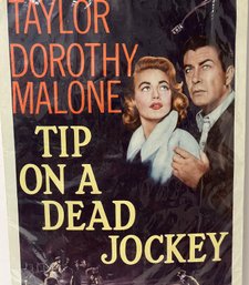 Vintage Movie Film Gallery Insert Poster - Tip On A Dead Jockey - 1957 - Robert Taylor Dorothy Malone - 14x36