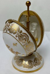 Goumot Labesse Limoges Porcelain Egg Perfume Caddy