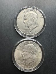 2 Eisenhower Dollars 1971, 1976