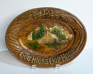 Vintage 1954 God Bless Our Home  Resin Plaque